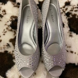 Kelly and Katie silver jeweled heels size 9.